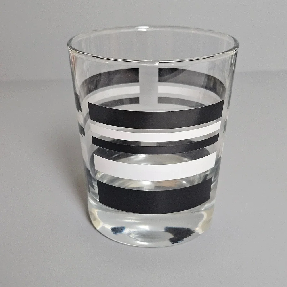 Ikea Mid-Century Modern Rocks Glasses Black White Geometric Barware 6